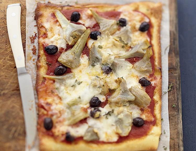 Pizza aux artichauts par Cyril Lignac