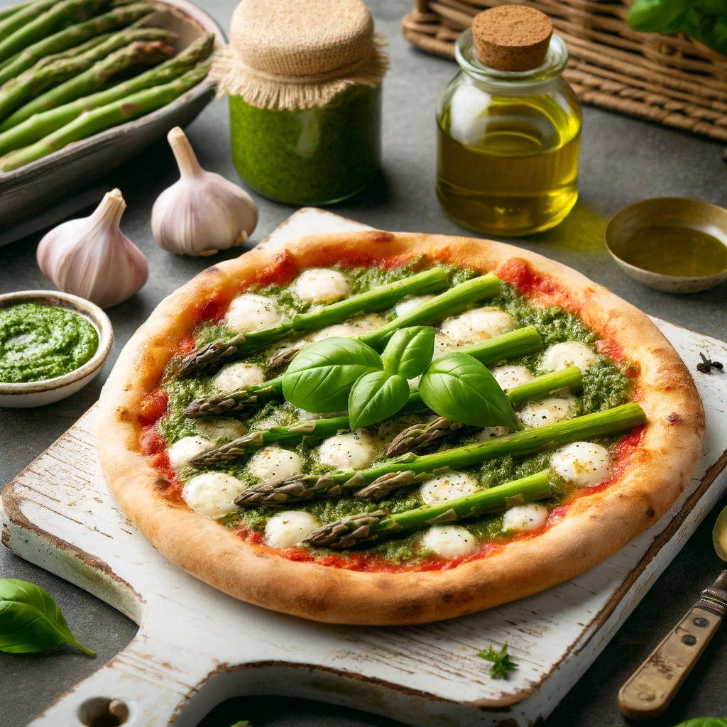 Pizza aux asperges et mozzarella